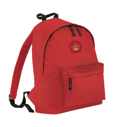 Matching Green Backpack Red with School Crest