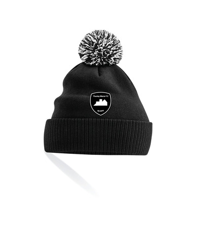 TMFC Coaches Bobble Beanie Black/White with Badge
