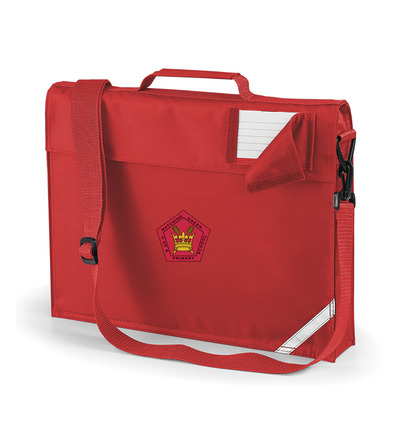 Matching Green Bookbag with Strap Red with School Crest 