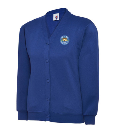 Coopersale Uneek Cardigan Royal with or without School Crest