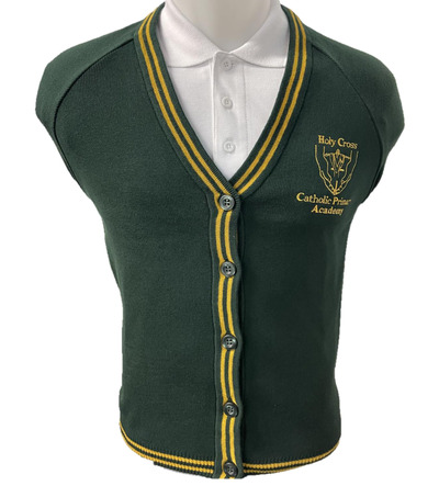 Holy Cross Knitted Cardigan Bottle with School Crest