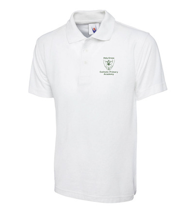 Holy Cross Polo Shirt White with School Crest