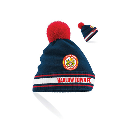 HTFC Youth Training Bobble Hat Navy/Red
