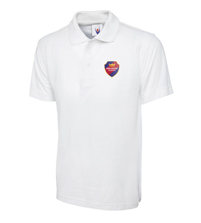 Kingsmoor Uneek Polo Shirt White with School Crest (UP TO YEAR 2 ONLY)