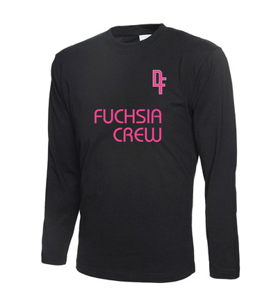 Dance Fusion Uneek L/S FUCHSIA CREW T-Shirt Black