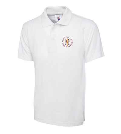 Moreton Polo Shirt White with School Crest (Early Years, Year 1+2 Only)