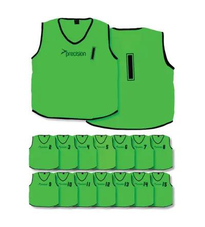 Precision Mesh Numbered 1-15 Bibs (Front And Back No.s) Green