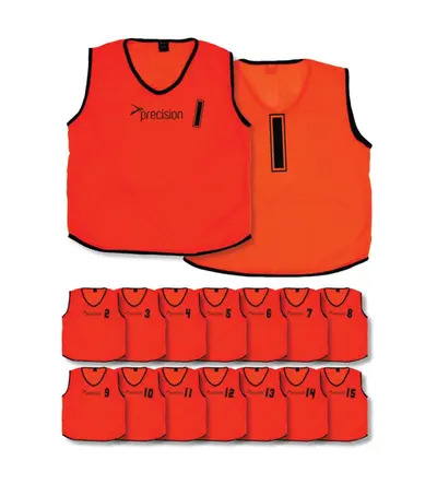 Precision Mesh Numbered 1-15 Bibs (Front And Back No.s) Orange