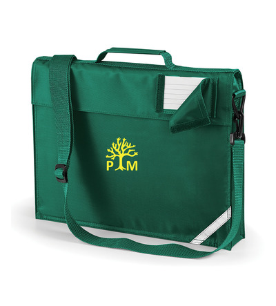 Pear Tree Mead Bookbag With Shoulder Strap Bottle Green with School Crest
