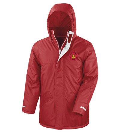 Matching Green Result Winter Jacket Red with School Crest