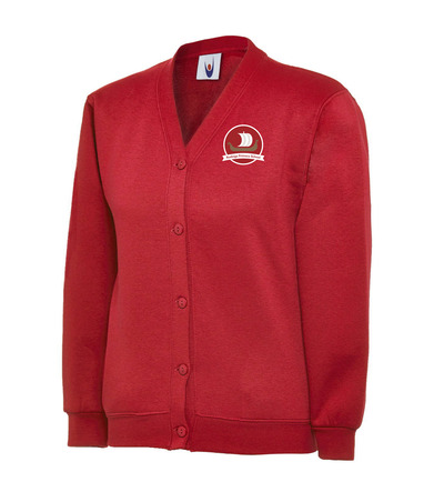 Rodings Cardigan Red with or without School Crest 
