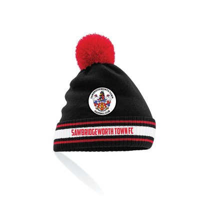 Sawbridgeworth Town FC Bobble Hat Black/Red