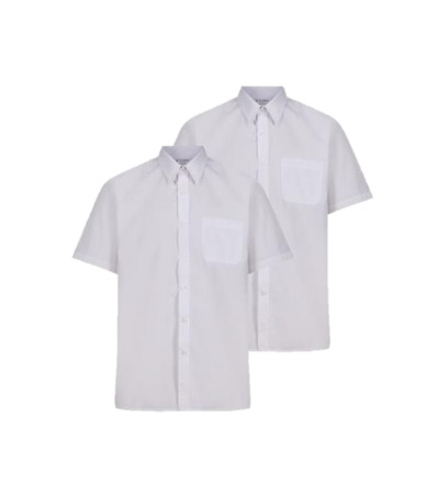 Non-Iron Boys Short Sleeved Shirt -Twin Pack White
