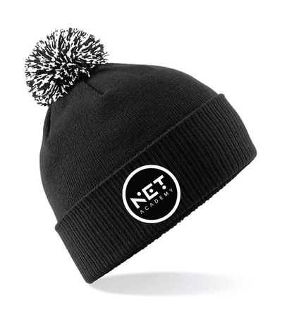 Net Academy Snowstar Bobble Hat Black/white