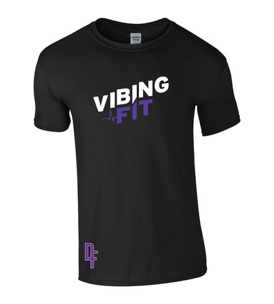 Vibing FIt T-Shirt with Big Chest Print Black