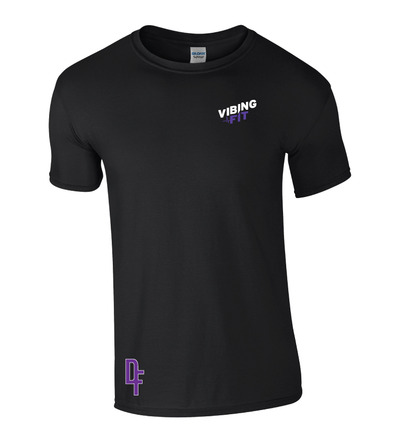 Vibing FIt T-Shirt with Left Breast Print Black