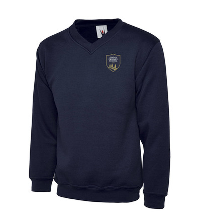 Ongar V Neck Sweatshirt Navy with or without School Crest