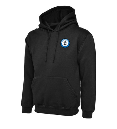HJJ Hoodie Black with Badge & Print to the back 