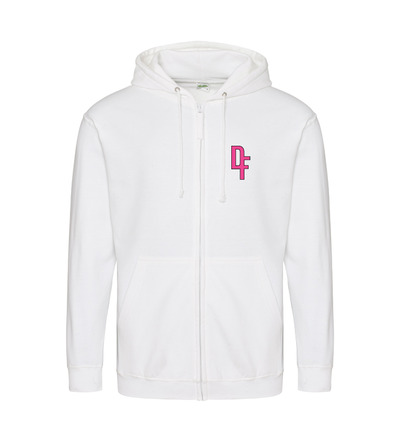 Dance Fusion Awdis FUCHSIA CREW Zip Hoodie White