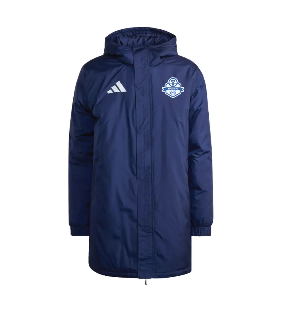 Bocas Coaches Adidas Entrada 26 Hooded Stadium Jacket Navy