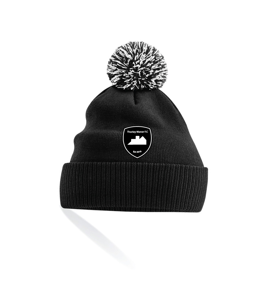 TMFC Bobble Beanie Black/White with Badge