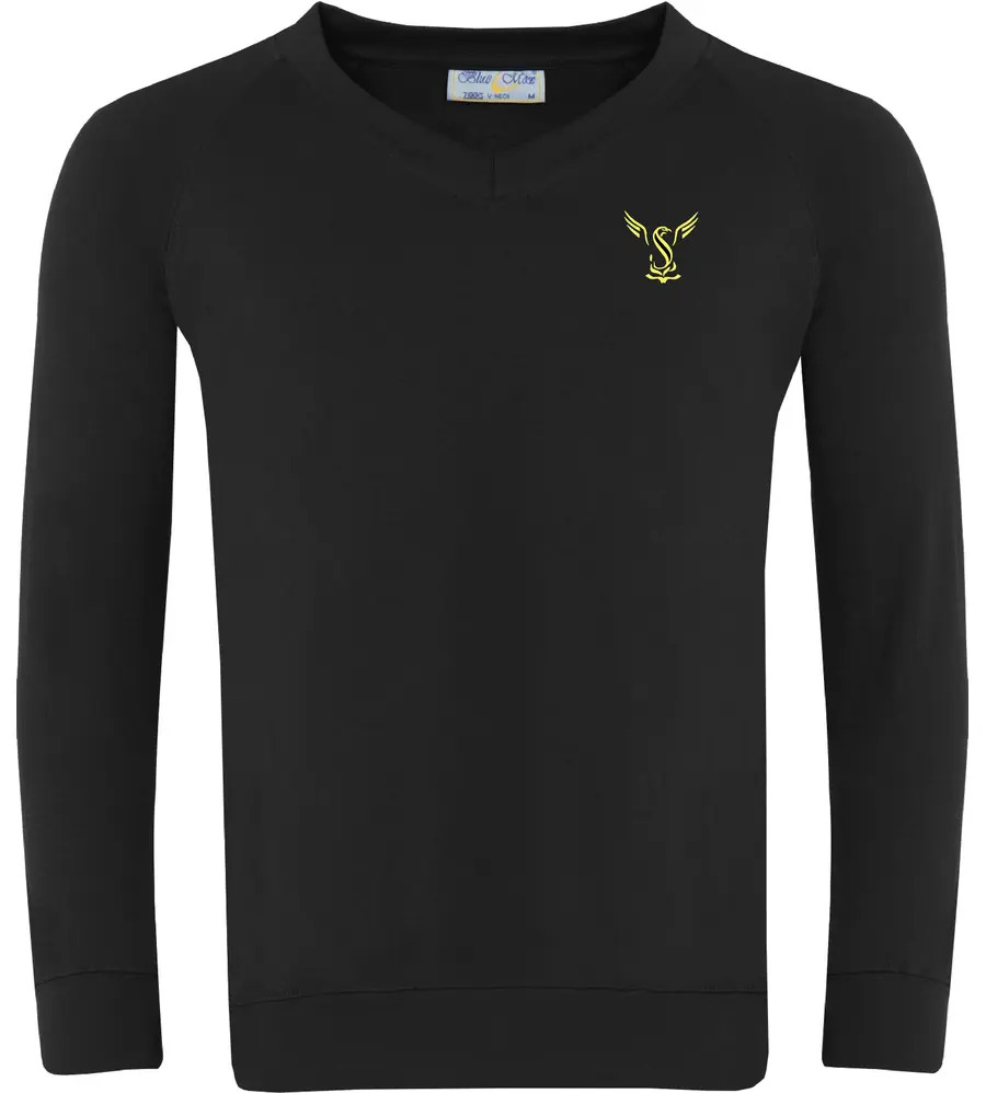 Stewards Cotton V-Neck Sweatshirt Black