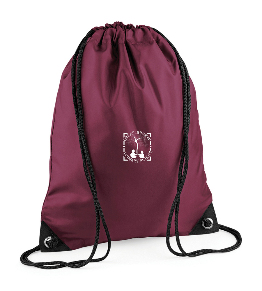 Great Dunmow P.E Gymsac Maroon with or without School Crest