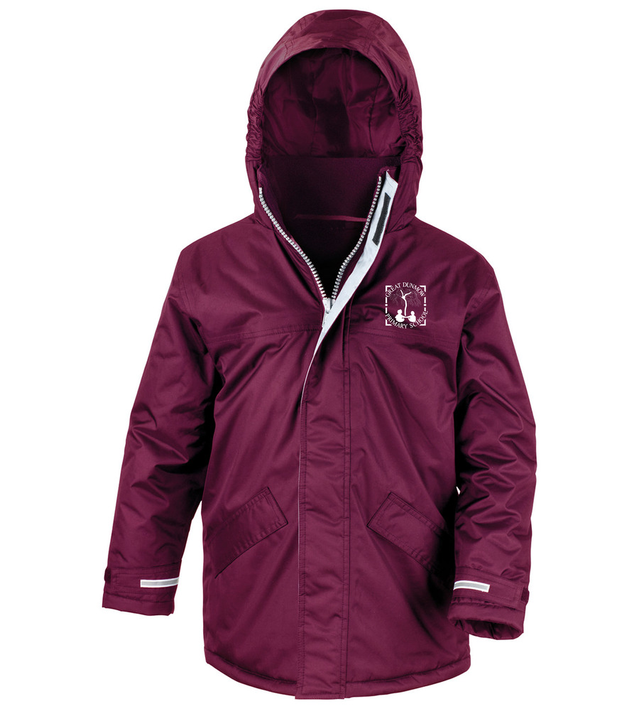 Great Dunmow Winter Jacket Maroon with or without School Crest