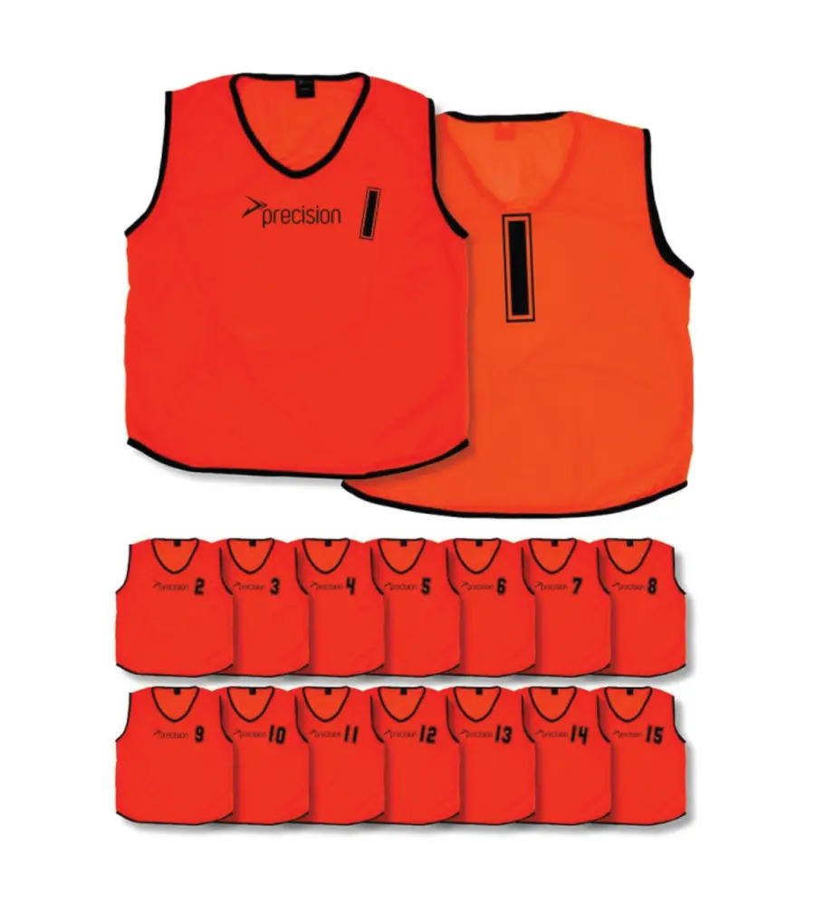 Precision Mesh Numbered 1-15 Bibs (Front And Back No.s) Orange