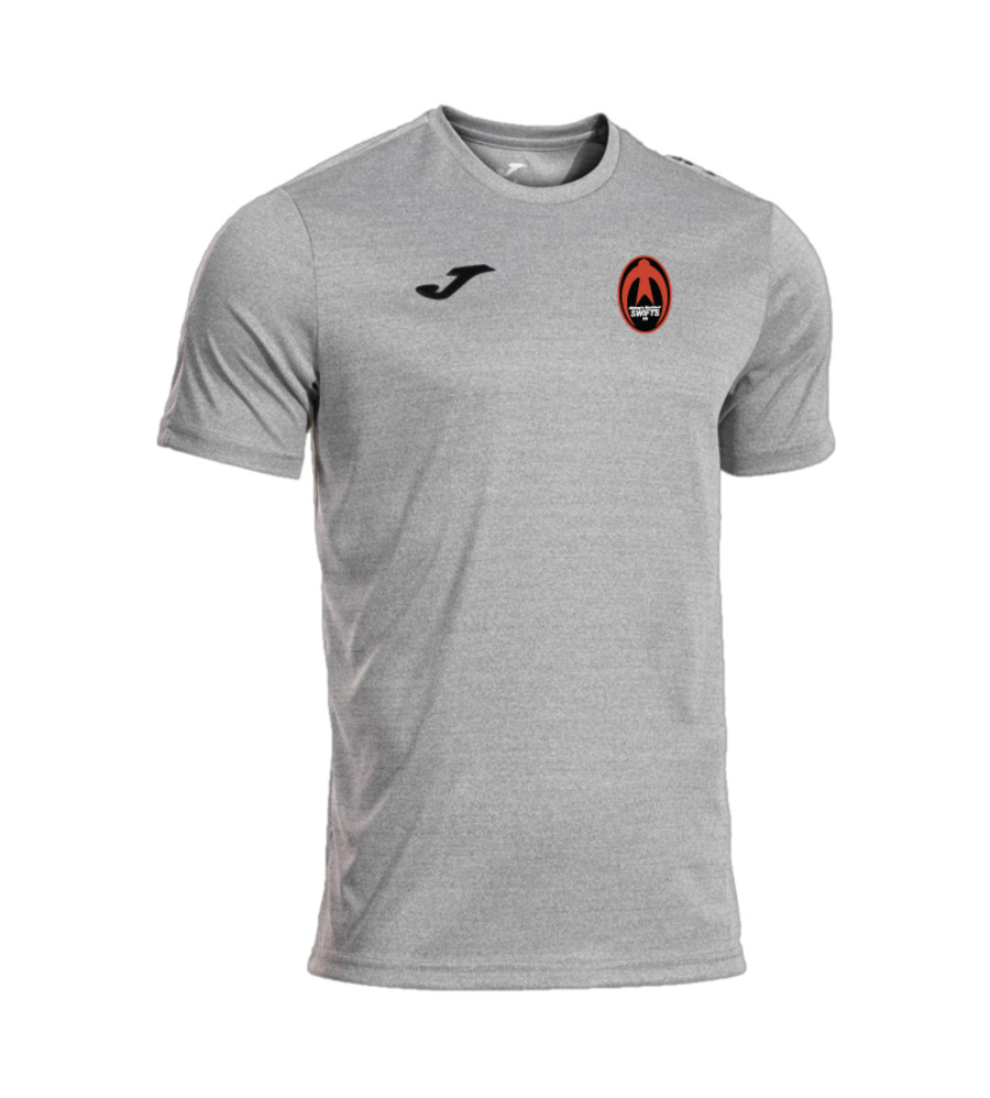 BS Swifts Coaches Olimpiada T-Shirt Grey/Black With Printed Badge JNR