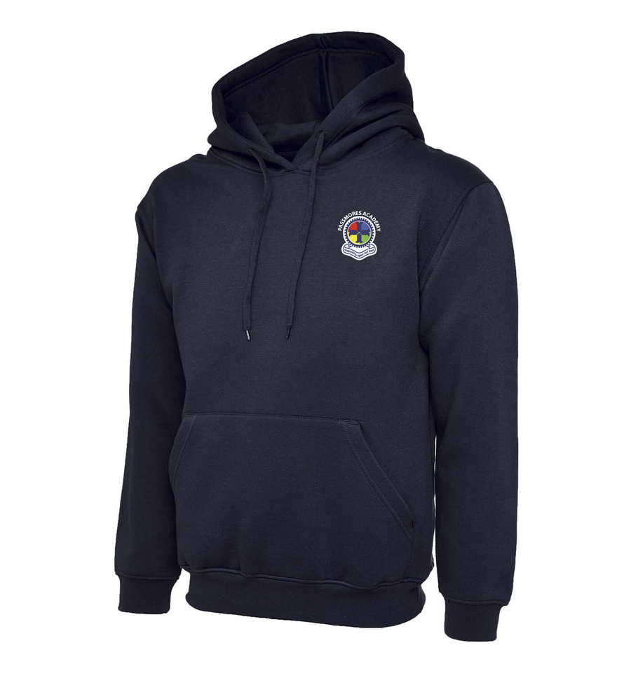 Passmores Uneek Hoodie Navy with or without School Crest