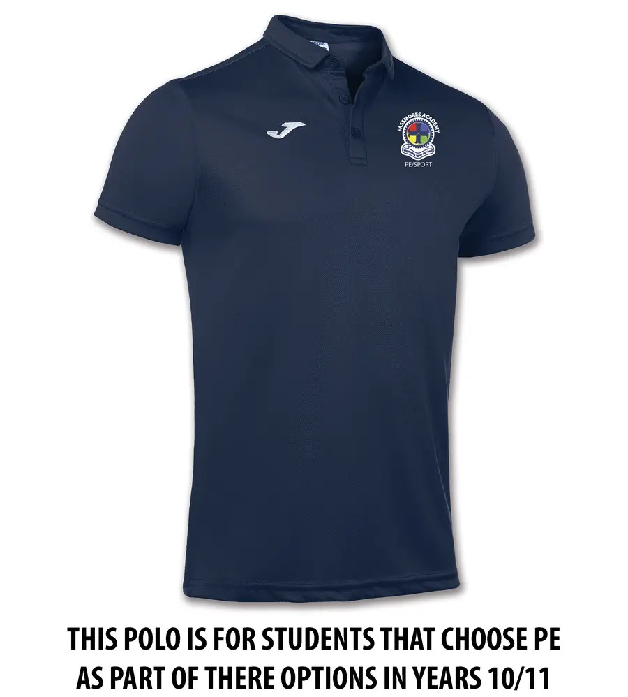 Passmores GCSE P.E/Sport Polo Navy with Name to the Back