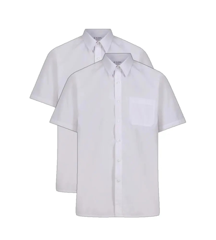 Non-Iron Boys Short Sleeved Shirt -Twin Pack White