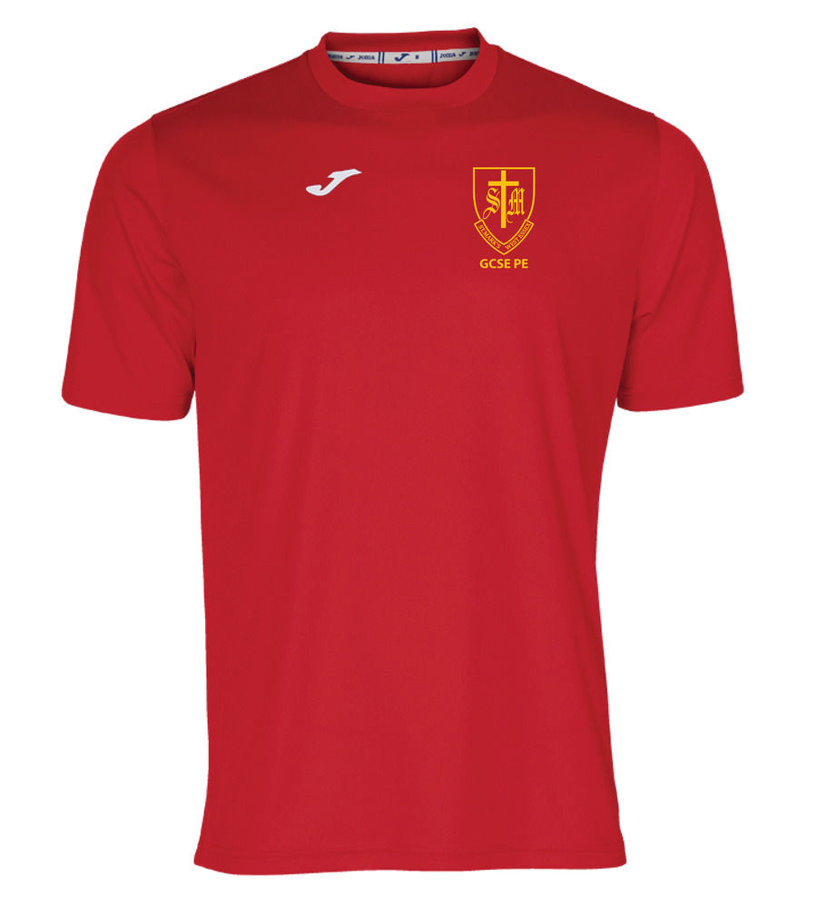 St Marks GCSE P.E Combi Tee Red with Crest & Name/Number