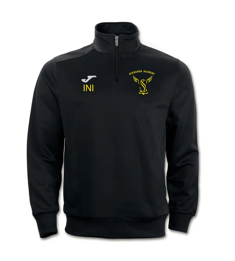 Stewards Joma Quart Zip Sweat Top Black with or without School Crest