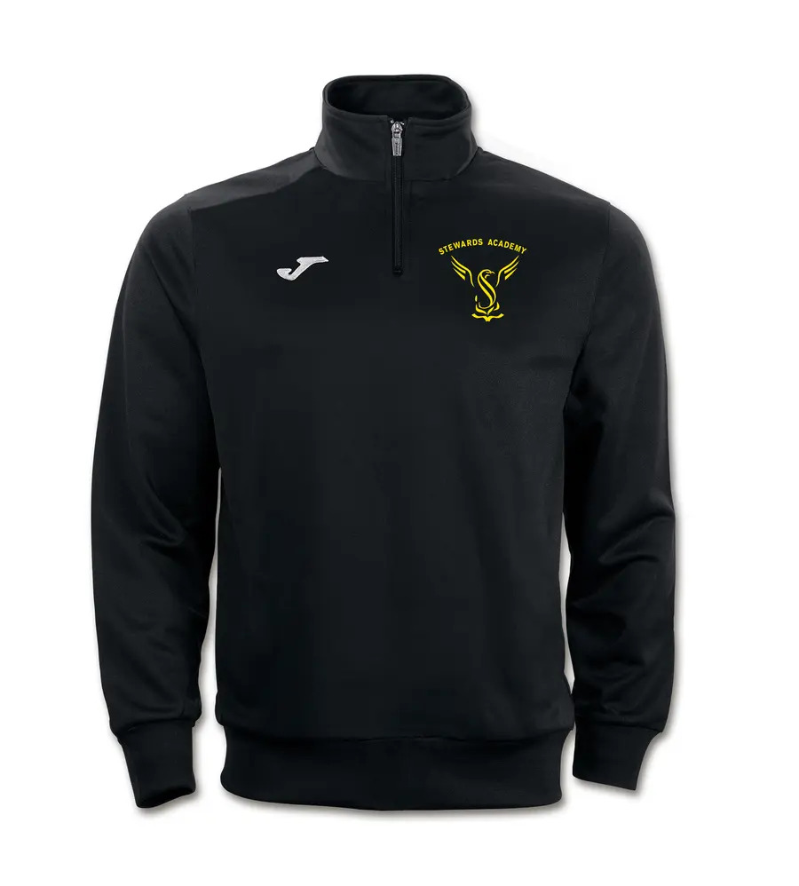 Stewards Joma Quart Zip Sweat Top Black with or without School Crest