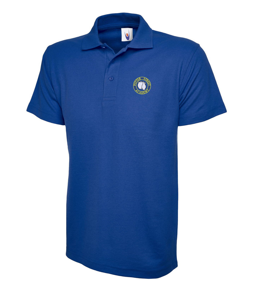 Potter Street Polo Shirt Royal with or without School Crest